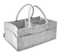 Rubberneck Cesta de fieltro para pañales - Organizador de almacenamiento portátil para bebés, 40 x 26 x 17 cm, Gris Claro