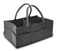 Rubberneck Cesta de fieltro para pañales - Organizador de almacenamiento portátil para bebés, 40 x 26 x 17 cm, Gris Oscuro
