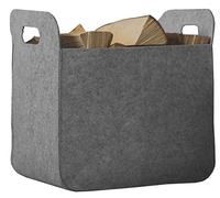Rubberneck - Cesta para troncos cuadrada de fieltro con 2 asas - Bolsa de almacenamiento plegable para madera de chimenea, portaperiódicos, 25 x 35 x 25 cm (gris)