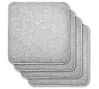 Rubberneck Juego de 4 Cojines de Asiento de Fieltro Antideslizantes, Cuadrado, extragruesos, Color Gris Claro