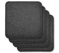 Rubberneck Juego de 4 Cojines de Asiento de Fieltro Antideslizantes, Cuadrado, extragruesos, Color Gris Oscuro