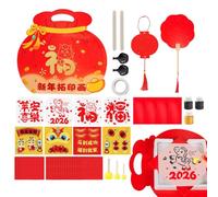 Rubbing Plates for Kids Art - Chinese Character Crafts, New Year Rubbing Art Kit with “Fu” Character | Horse Year Craft Toy for Boys, Girls, Home, School, Kindergarten, Holiday Celebration Activities
