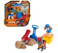 Rubble & Crew - Pack Figuras Charger y Wheeler + Arena Mágica Kinetic Sand + Accesorios de Contrucción - Patrulla Canina Juguetes - Juguetes Niños 3 años +