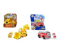 Rubble & Crew Paw Patrol Marshall, Camión y Excavadora con Figuras +3 | Pack con camión de bomberos de Marshall y excavadora de Rubble, ambos con figura. Vehículos para aventuras y rescates +3 años
