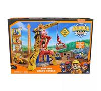 RUBBLE & CREW - Pack Grúa, Vehículo Excavadora, Figura Rubble, Arena Mágica Kinetic Sand y Accesorios - Patrulla Canina Juguetes - Juegos Infantiles - 6067494 - Juguetes Niños 3 años +