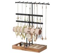 Rubessia Joyero, Expositor de Joyas, Organizador de Joyas de Metal y Madera, Soporte de Joyería, Expositor de Pendientes, Organizador de Pendientes para Collares, Pulseras, Pendientes, Anillos (A)