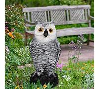 Rubeyul Ahuyentador de palomas y palomas, de plástico, figura de búho, ojos reflectantes, para jardín