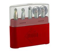 RUBI 1996 | Kits de rodeles de distintos diámetros con caja guarda-rodeles | Pack de 1 rodel de Ø 6, Ø 8, Ø 10 y Ø 18 mm (2 unidades) SILVER | Mango con Triple Estriado Patentado RUBI