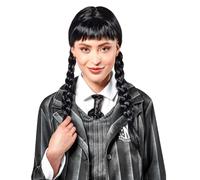 Rubies 2000154NS000 Tv Show Wednesday Costume Wig Addams Adult Fancy Dress, Wome