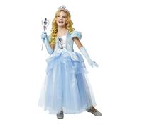 Rubies Disfraz Cenicienta para niña, Vestido de princesa azul con organza, Tiara y Guantes, Original, Ideal para halloween, navidad, carnaval y cumpleaños.