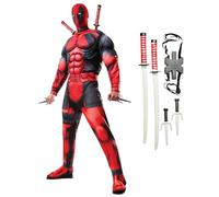 Rubies 810109BDLXL000 - Disfraz de Deadpool Deluxe para adultos, hombre, dibujos animados, multicolor, XL Halloween, Día Mundial del Libro