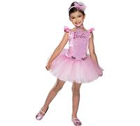RUBIES Barbie Oficial - Disfraz Barbie Princesa Lentejuelas para niños - Talla 3-4 años - Disfraz con vestido tutú de bailarina rosa, diadema para el cabello y collar