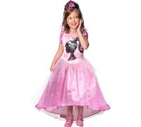 RUBIE'S Barbie Oficial - Disfraz Barbie vestido de lujo princesa con lentejuelas para niños, talla 5-6 años - Disfraz con vestido, bustier y diadema rosa