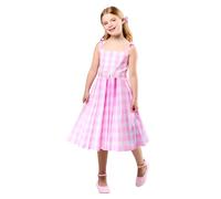 Rubies Barbie Perfect Day - Bonito vestido de disfraz en rosa de la película Barbie, con cinturón y lazo para el pelo para niñas