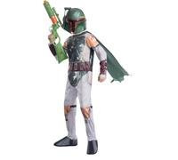 Rubies Boba Fett Clássico para niños y niñas, Jumpsuit impreso con cubrebotas, capa y máscara, Oficial Star Wars, Unisex para Cosplay, Fiestas y cumpleaños