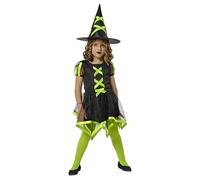 Rubies Bruja Cuca Verde para niñas, Vestido y sombrero, Oficial Halloween, Carnaval, Cumpleaños y Fiestas