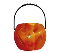 Rubies Calabaza con LUZ y SONIDO para Decorar, de 11cm largo x 11cm ancho x 8,5 cm alto con asa, Original, Ideal para halloween, carnaval y fiestas del día de los muertos.