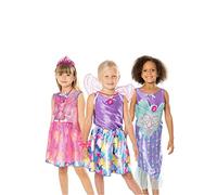 Rubies Cofre Princesas Barbie para niñas, 3 conjuntos con faldas y top, Tiara, Goma de pelo y pegatinas, Oficial Mattel para Cumpleaños, Navidad, Regalos y juegos