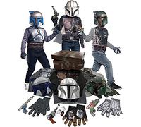 Rubies Cofre Star Wars con disfraces de Boba Fett, Jango Fett y The Mandalorian para niños. Talla única, Tops con máscara, capa y guantes para halloween, navidad y carnaval.