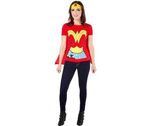Rubies Conjunto oficial de camiseta de Wonder Woman para mujer, disfraz para adultos, talla S, color rojo para Halloween