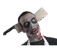 Rubies Costume Co Hombres Zombie Shop Cleaver A través de la cabeza, Plata/Rojo/Negro, un tamaño