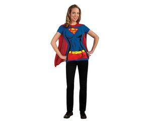 Rubies- DC Comics Women's Supergirl T-Shirt with Cape Disfraces de tamaño adulto, dibujo animado, Multicolor, M (Rubie's 880474