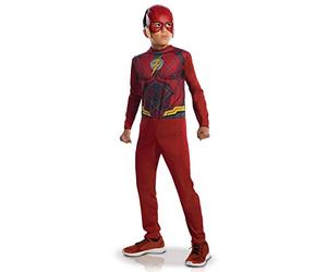 RUBIES - DC oficial - THE FLASH - Disfraz para niños de nivel de entrada flash de la Liga de Justicia - Talla 7-8 años. Traje oficial con traje y máscara de PVC
