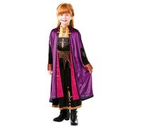 Rubies Disfraz Anna Deluxe Frozen 2 para niña, Vestido en satín de Lujo Oficial de Anna de Frozen en color violeta, negro, cobre y dorado, y capa con detalles en purpurina