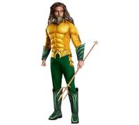 Rubies Disfraz Aquaman Deluxe para adulto, Jumpsuit con pecho musculoso, cubrebotas y cinturón, Oficial Aquaman Warner Bros para Carnaval, Fiestas