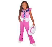 Rubies Disfraz Barbie Cowboy Clásico para niñas y niños, Jumpsuit impreso digitalmente en color rosa con sombrero, Oficial Barbie Mattel para Carnaval, Halloween, Cumpleaños, Navidad