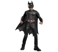 Rubies Disfraz Batman Black Line Deluxe para niño, con Pecho Musculoso de Lujo Oficial de la película The Batman en color negro, logo con Efecto Lenticular y Cubrebotas, Capa y Máscara