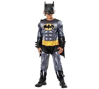 Rubies Disfraz Batman Metallic Core Deluxe para niños, Jumpsuit impreso con pecho musculoso, capa y máscara, Oficial DC Comics para Carnaval, Halloween, Navidad y cumpleaños