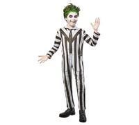 Rubies Disfraz Beetlejuice para niños y niñas, Jumpsuit impreso digitalmente, Licencia Oficial Beetlejuice, Infantil, Terror, Tim Burton para Halloween, Carnaval, Fiestas y Cosplay