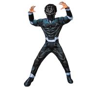 Rubies Disfraz Black Panther Deluxe para niños, Jumpsuit con pecho acolchado, cubrebotas y máscara, Oficial Marvel para Carnaval, Navidad, Cumpleaños, Fiestas y Halloween