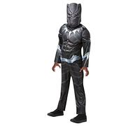 Rubies Disfraz Black Panther Deluxe para niños, Jumpsuit con pecho musculoso y máscara, Oficial Marvel para Carnaval, Halloween, Navidad y cumpleaños