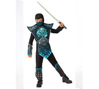 Rubies Disfraz Blue Dragón Ninja para niños, Jumpsuit con tabardo, cinturón y capucha, Original, Ideal para halloween, navidad, carnaval y cumpleaños.