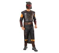 Rubies Disfraz Boba Fett Deluxe para hombre, Jumpsuit impreso con secciones 3D, capa adjunta y máscara. Oficial Star Wars, para Carnaval, Navidad, Cumpleaños, Fiestas y Halloween.