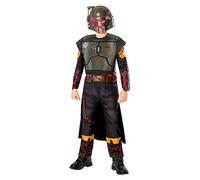 Rubies Disfraz Boba Fett Deluxe para niños, Jumpsuit con detalles 3D, capa y máscara, Oficial Star Wars Book Of Boba Fett para halloween, carnaval y cumpleaños
