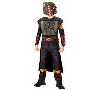 Rubies Disfraz Boba Fett Deluxe para niños, Jumpsuit con detalles 3D, capa y máscara, Oficial Star Wars Book Of Boba Fett para halloween, carnaval y cumpleaños