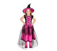 Rubies Disfraz Bruja Chic Rosa para niña, Vestido lujoso en color rosa con sombrero, original halloween, carnaval y cumpleaños