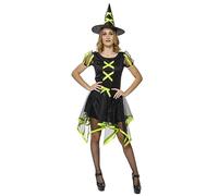 Rubies Disfraz Bruja Cuca Neon para mujer, Vestido y sombrero, Color verde, Oficial Halloween, Carnaval, Fiestas y Cospplay