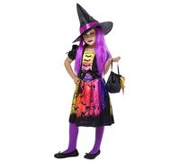 Rubies Disfraz Bruja Encantada para niñas, Vestido impreso, sombrero y bolso, Oficial Halloween, Carnaval, Cumpleaños y Fiestas