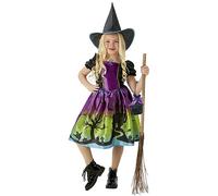 Rubies Disfraz Bruja Luna Negra para niñas, Vestido impreso, sombrero y bolso, Oficial Rubies para Halloween, Carnaval, Cumpleaños y Fiestas