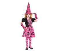 Rubies Disfraz Bruja Mininos Rosa para niña, Vestido de brujita color naranja con estampado de gatitos y sombrero a juego, Original, halloween, carnaval y cumpleaños, S8681-L
