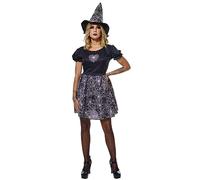 Rubies Disfraz Bruja Spiderweb Glow In Dark para mujer, Vestido y sombrero, Oficial Halloween, Carnaval, Fiestas y Cospplay