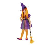 Rubies Disfraz Bruja superstar para niña, Vestido de brujita color naranja con sombrero, Original de Rubies, Ideal para halloween, carnaval y cumpleaños