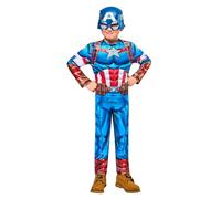 Rubies DISFRAZ CAPITAN AMERICA BLACK LINE INFANTIL para niño, talla XS, Jumpsuit acolchado y máscara, para Carnaval, Navidad, Fiestas y Cosplay