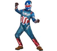 Rubies Disfraz Capitán América BNW Deluxe para niños y niñas, Jumpsuit con pecho musculoso y máscara, Licencia Oficial Marvel, Brave New World para Carnaval, fiestas, cumpleaños y regalos