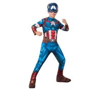 Rubies Disfraz Capitán América Clásico para niños, Jumpsuit con detalles impresos, cubrebotas y máscara, Oficial Marvel para Carnaval, Halloween, Navidad y cumpleaños