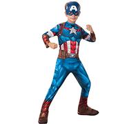 Rubies Disfraz Capitán América Clásico para niños, Jumpsuit con detalles impresos, cubrebotas y máscara, Oficial Marvel para Carnaval, Halloween, Navidad y cumpleaños
